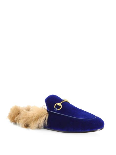 gucci velvet fur mules|gucci suede mules.